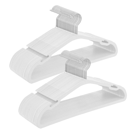 Pack of 50 Plastic Hangers with Shoulder Notches Cloud White - image 1