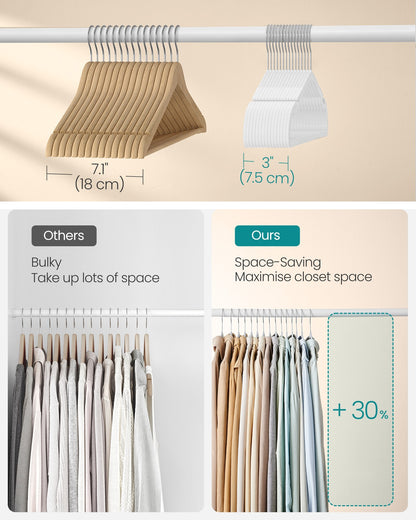 Pack of 50 Plastic Hangers with Shoulder Notches Cloud White - image 4