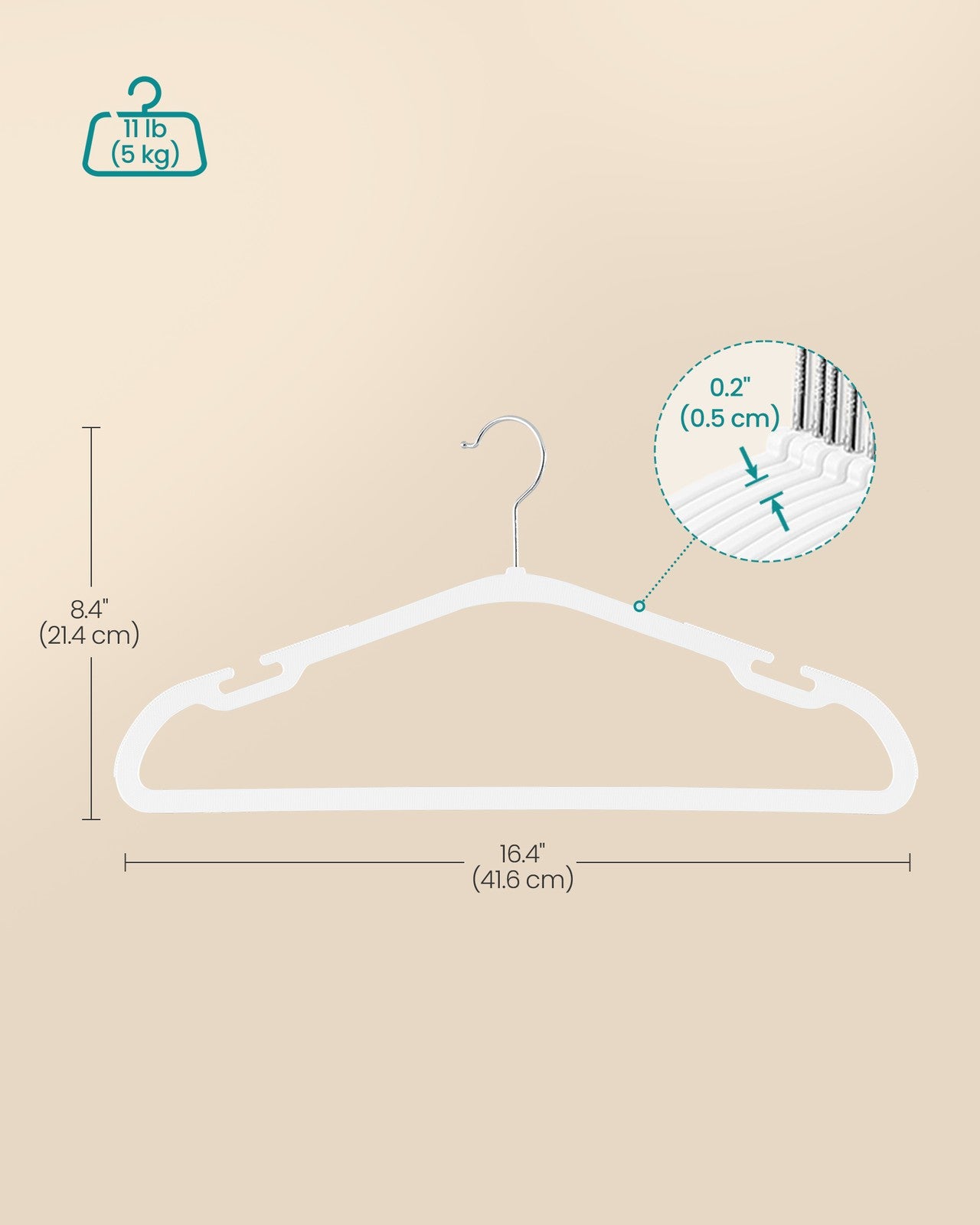 Pack of 50 Plastic Hangers with Shoulder Notches Cloud White - image 5