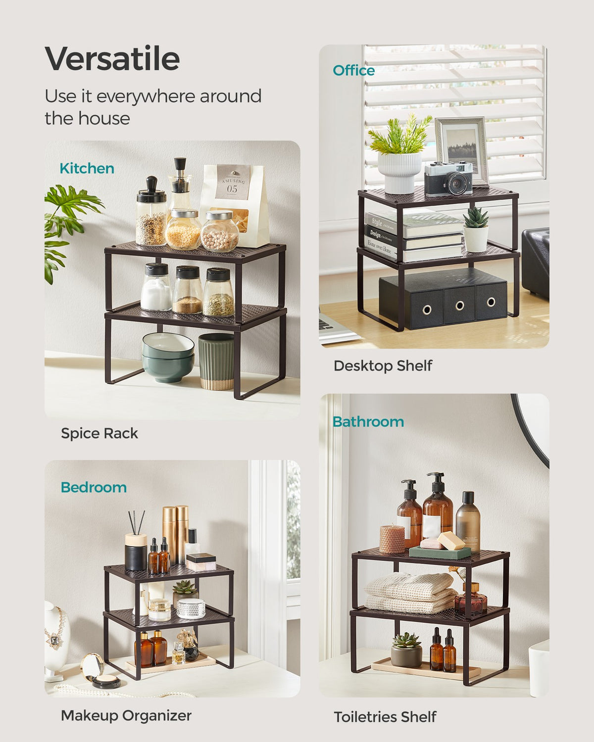 Cabinet Shelf Organizer, Stackable, Expandable