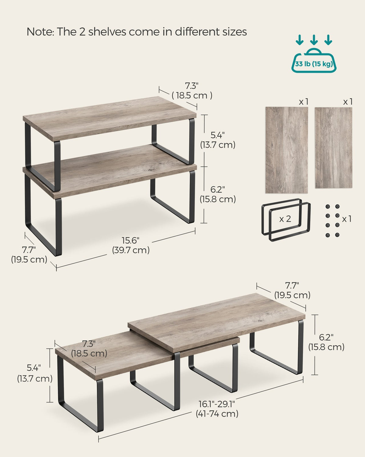 Set of 4 Kitchen Counter Shelves