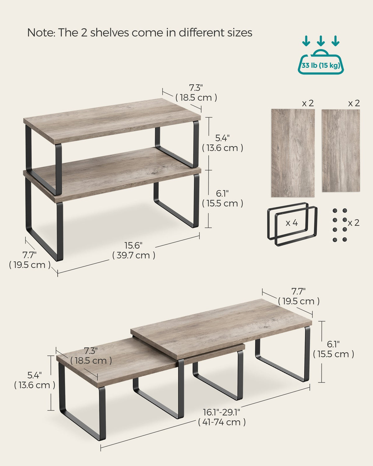 Set of 4 Kitchen Counter Shelves