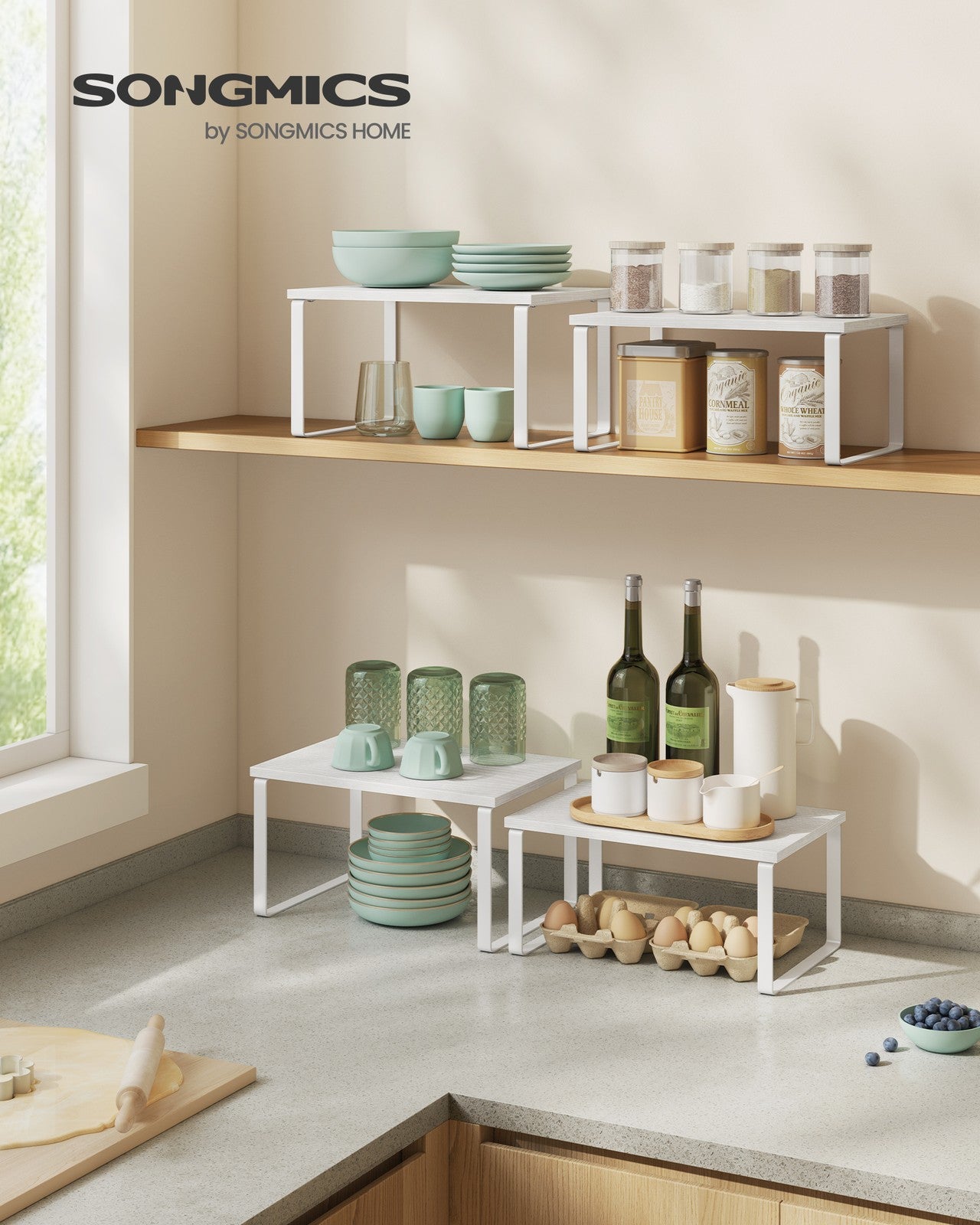 Set of 4 Kitchen Counter Shelves - HWLEXTRA 