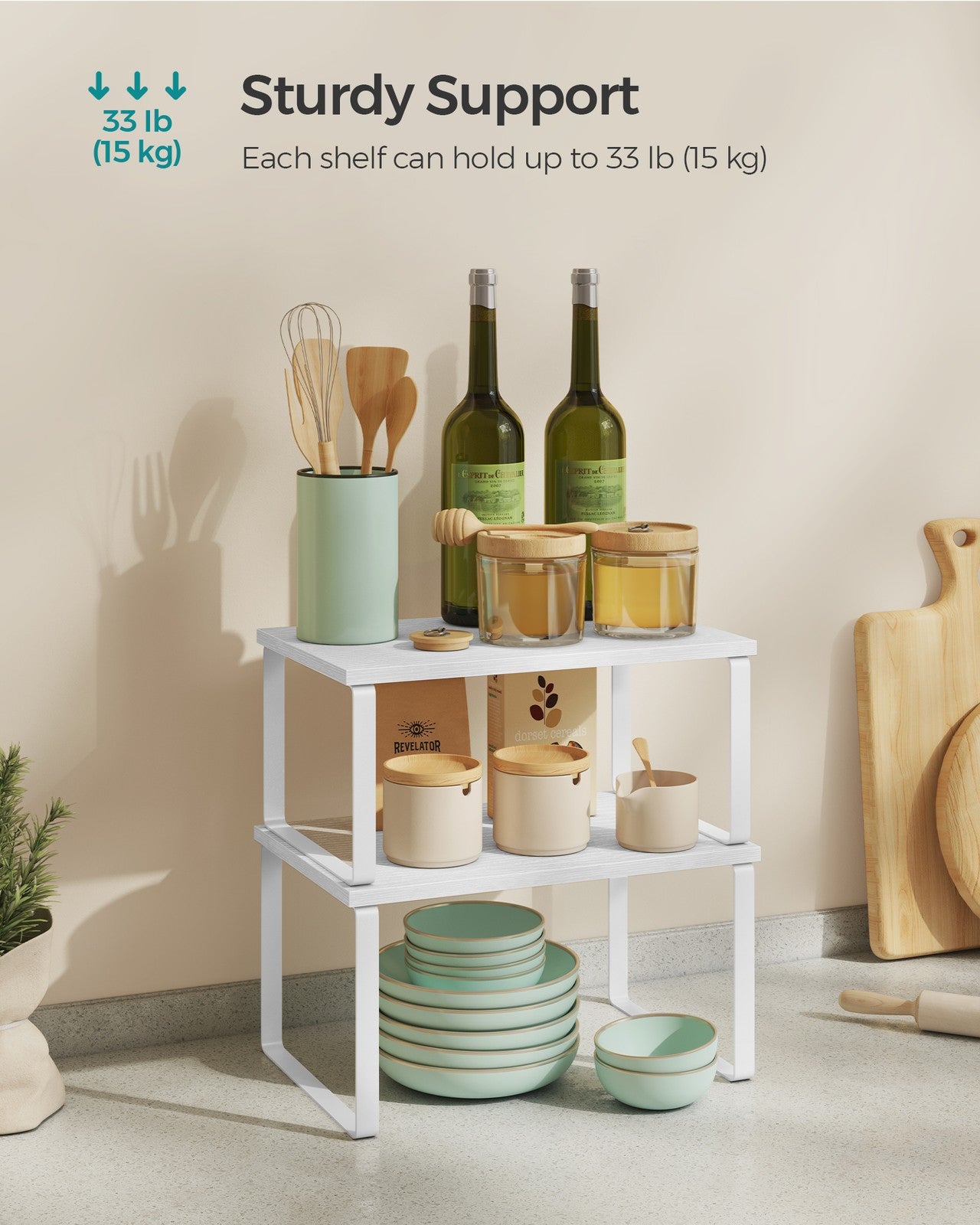 Set of 4 Kitchen Counter Shelves - HWLEXTRA 