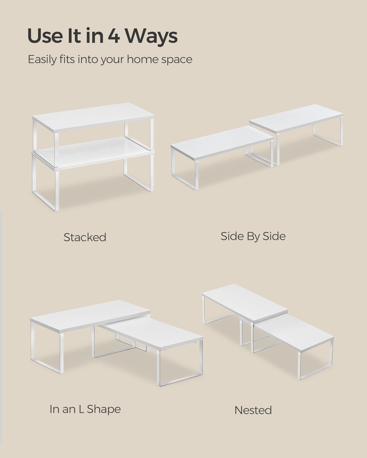 Set of 4 Kitchen Counter Shelves