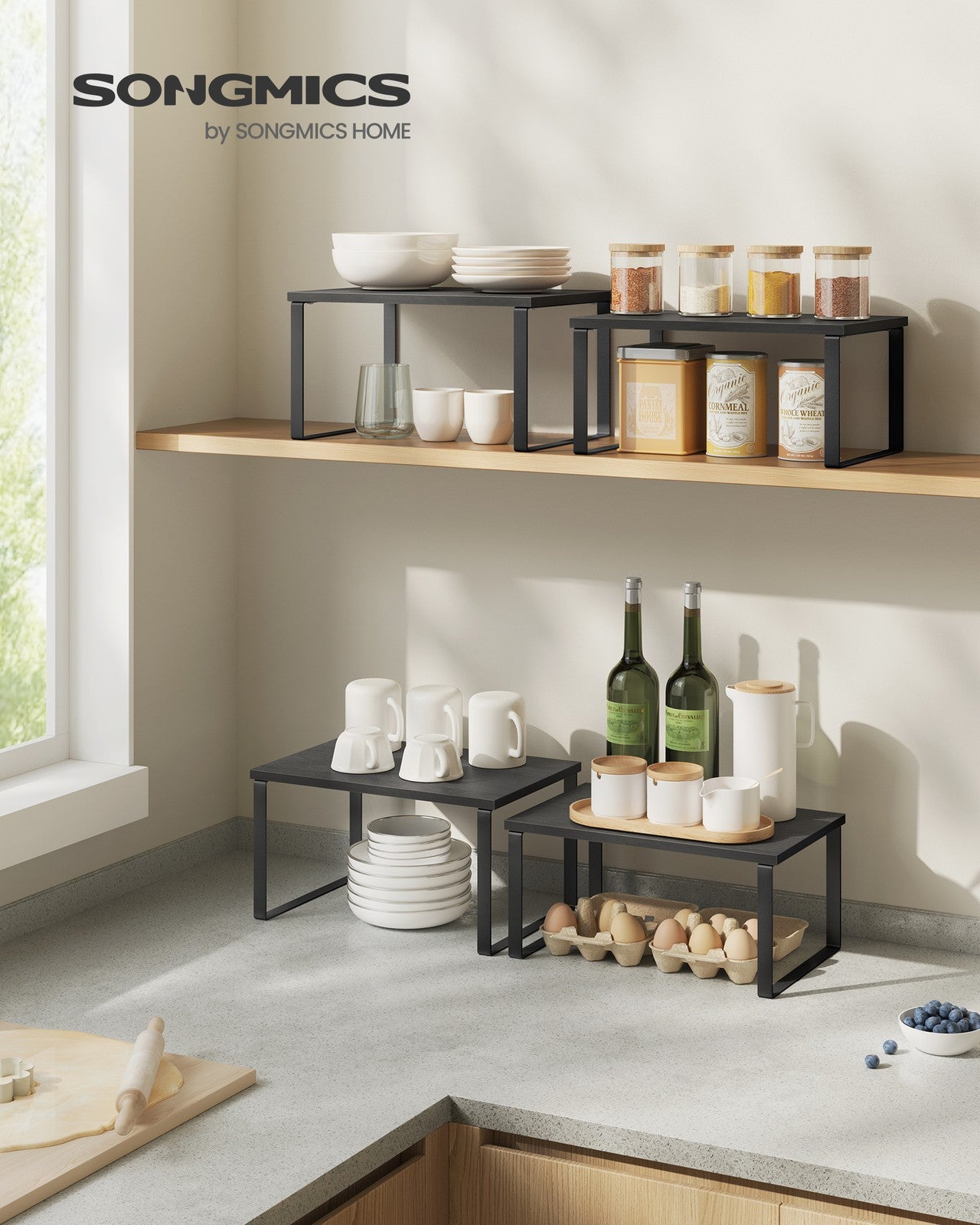 Set of 2 Kitchen Counter Shelves - HWLEXTRA 