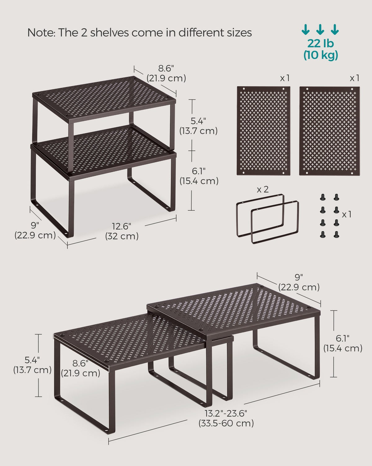 Cabinet Shelf Organizer, Stackable, Expandable