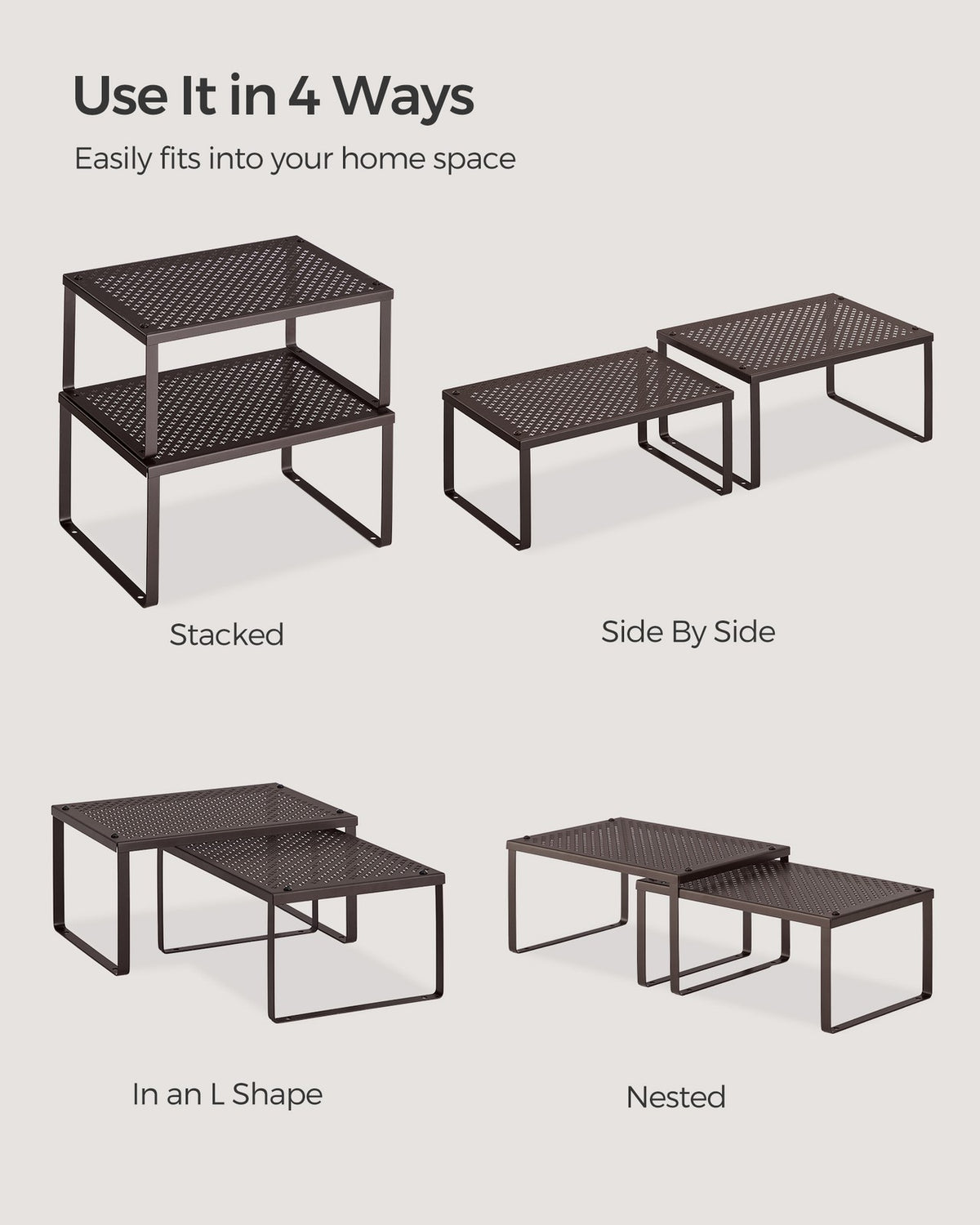 Cabinet Shelf Organizer, Stackable, Expandable