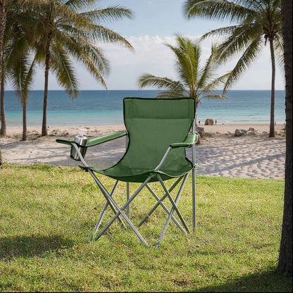 Set of 2 Camping Chairs, Outdoor Folding Chairs with Armrests, 120 kg Capacity - image 1