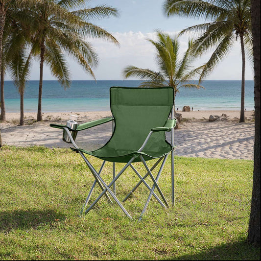 Set of 2 Camping Chairs, Outdoor Folding Chairs with Armrests, 120 kg Capacity - image 1