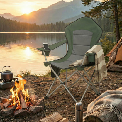 Folding Lawn Chair with High Back and Wide Seat, Portable Camping Chair for Outdoor Picnic - image 7