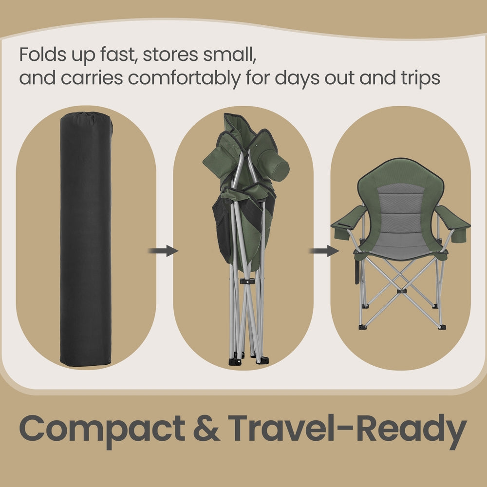 Folding Lawn Chair with High Back and Wide Seat, Portable Camping Chair for Outdoor Picnic - image 4