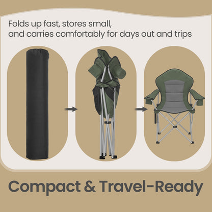 Folding Lawn Chair with High Back and Wide Seat, Portable Camping Chair for Outdoor Picnic - image 4