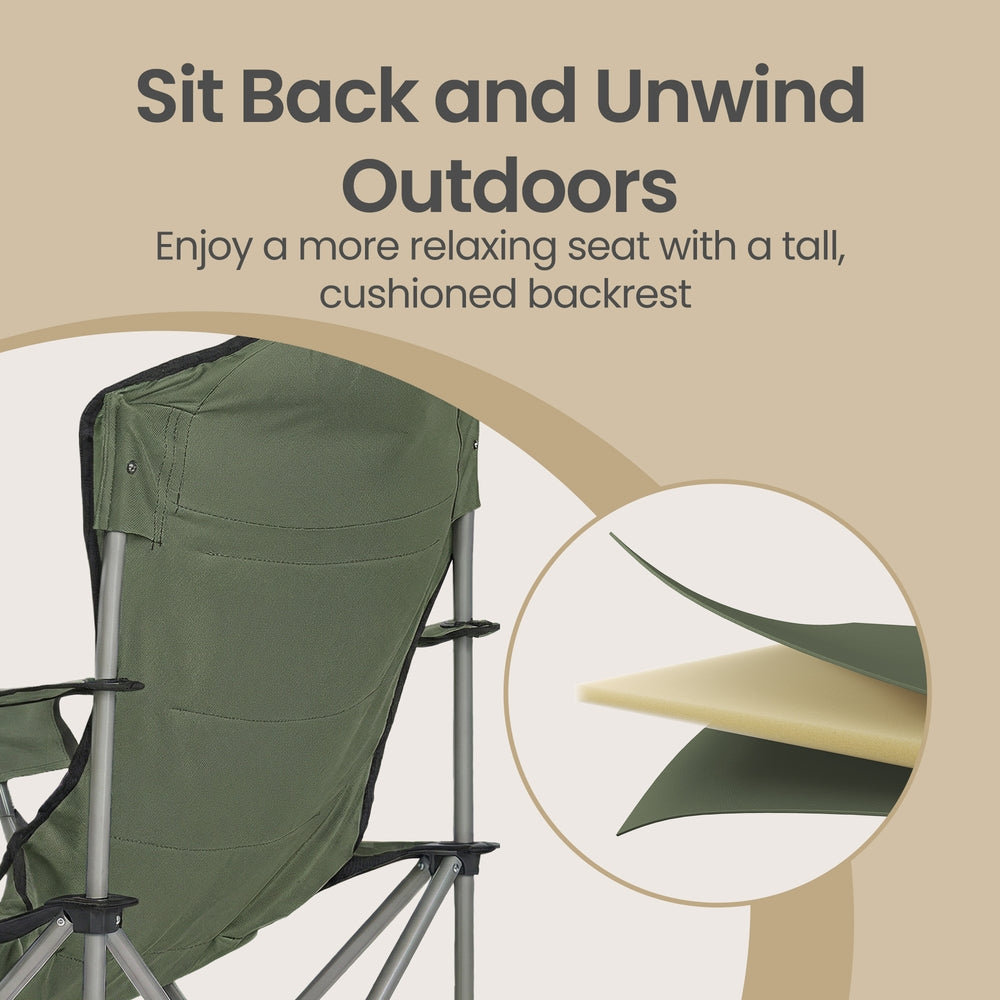 Folding Lawn Chair with High Back and Wide Seat, Portable Camping Chair for Outdoor Picnic - image 5