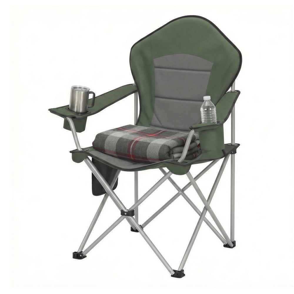 Folding Lawn Chair with High Back and Wide Seat, Portable Camping Chair for Outdoor Picnic - image 1