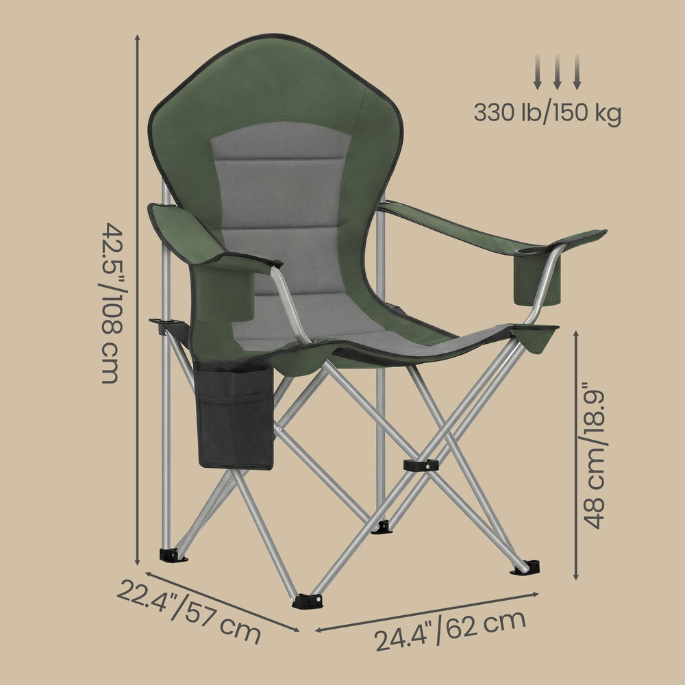 Folding Lawn Chair with High Back and Wide Seat, Portable Camping Chair for Outdoor Picnic - image 6