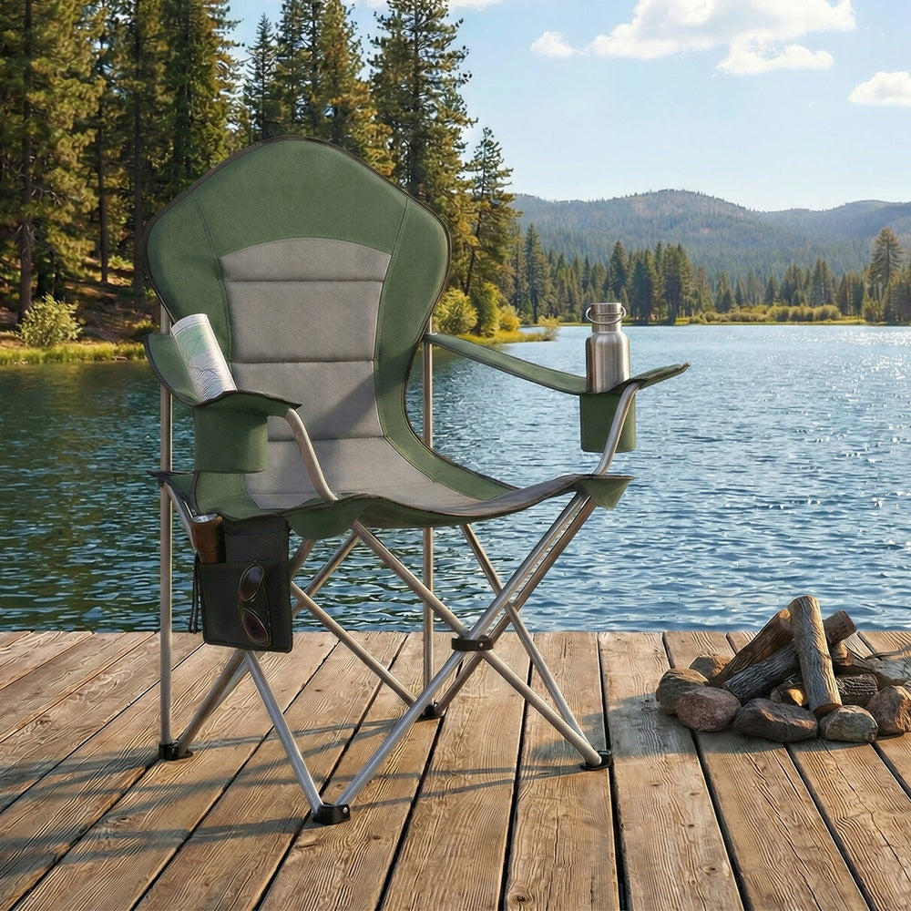 Folding Lawn Chair with High Back and Wide Seat, Portable Camping Chair for Outdoor Picnic - image 2