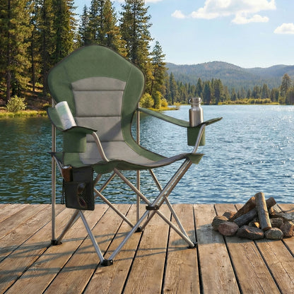 Folding Lawn Chair with High Back and Wide Seat, Portable Camping Chair for Outdoor Picnic - image 2