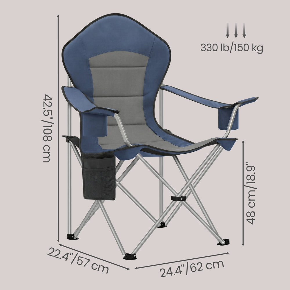 Folding Lawn Chair with High Back and Wide Seat, Portable Camping Chair for Outdoor Picnic - image 3