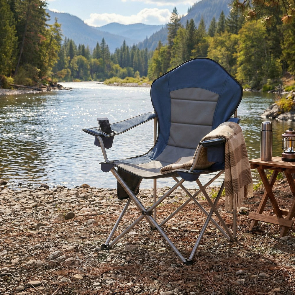 Folding Lawn Chair with High Back and Wide Seat, Portable Camping Chair for Outdoor Picnic - image 2