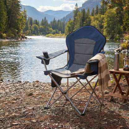 Folding Lawn Chair with High Back and Wide Seat, Portable Camping Chair for Outdoor Picnic - image 2