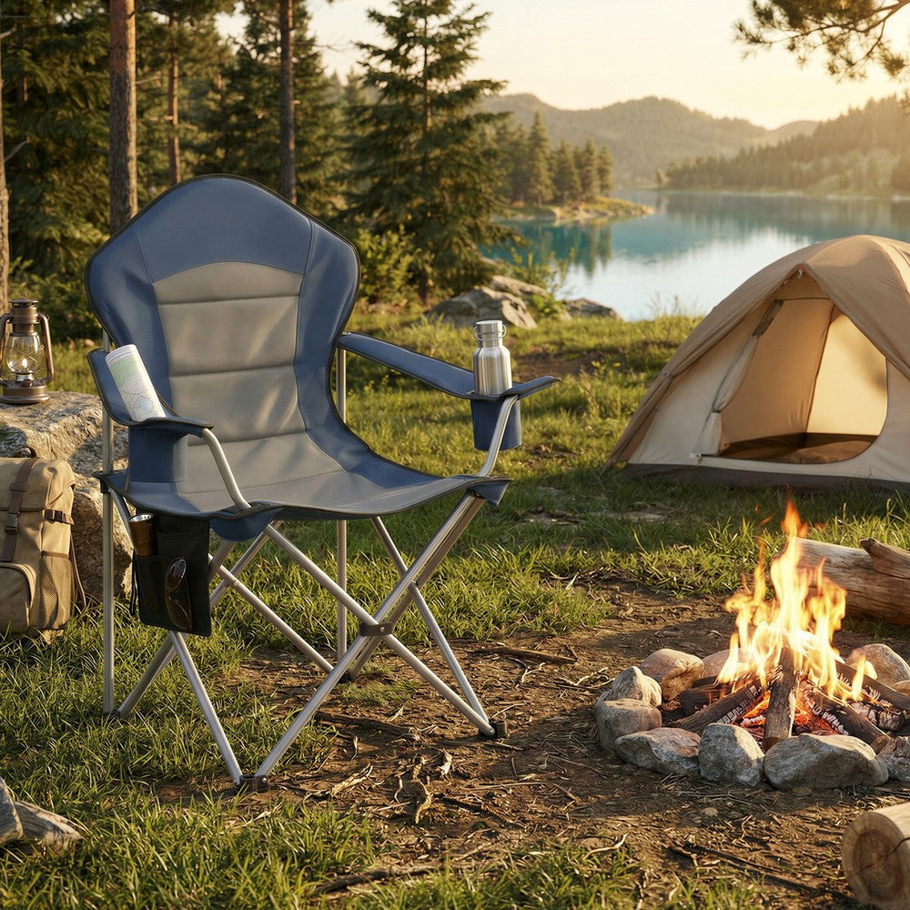 Folding Lawn Chair with High Back and Wide Seat, Portable Camping Chair for Outdoor Picnic - image 7