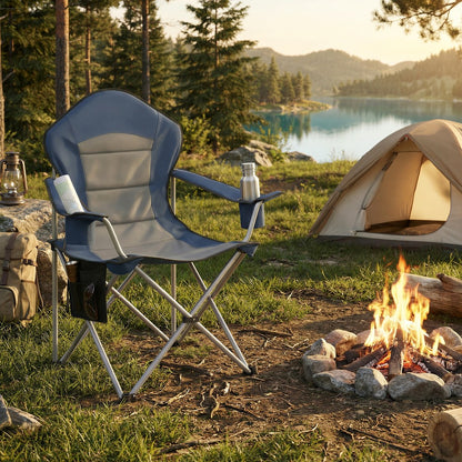 Folding Lawn Chair with High Back and Wide Seat, Portable Camping Chair for Outdoor Picnic - image 7