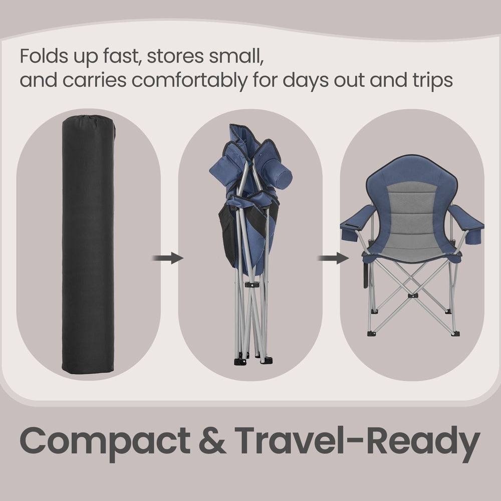 Folding Lawn Chair with High Back and Wide Seat, Portable Camping Chair for Outdoor Picnic - image 5