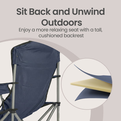 Folding Lawn Chair with High Back and Wide Seat, Portable Camping Chair for Outdoor Picnic - image 6