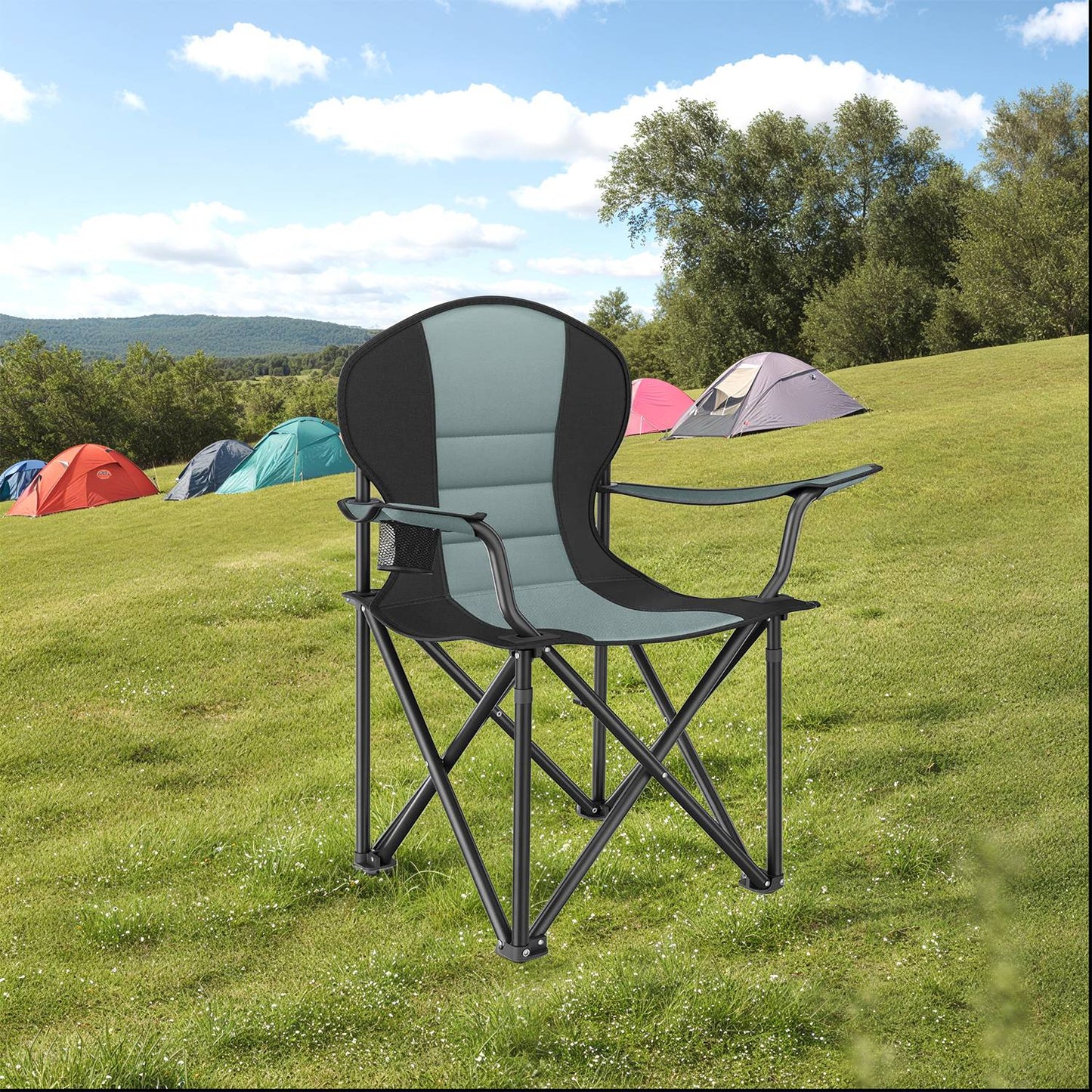 Camping Chair, Folding Outdoor Chair with Padded Seat, Cup Holder - image 6