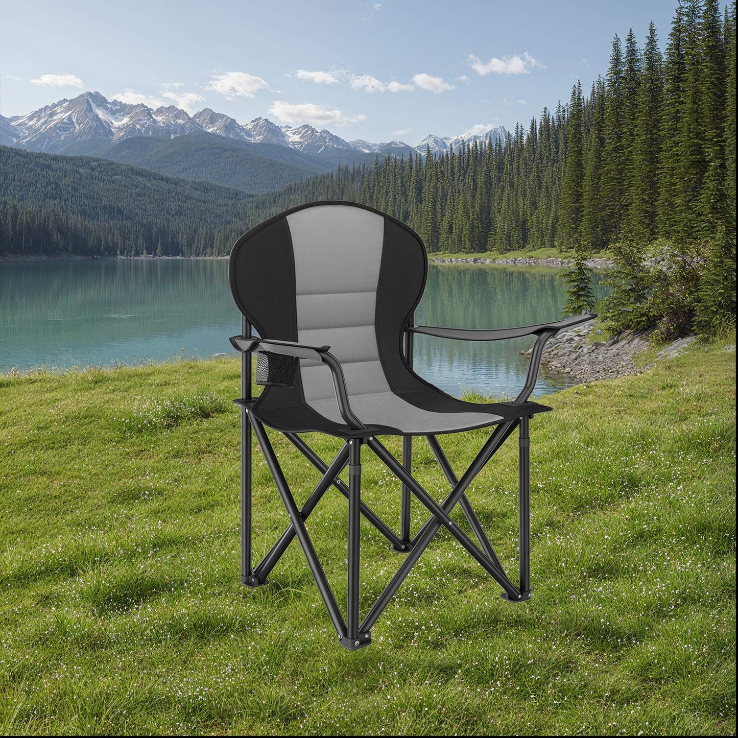 Camping Chair, Folding Outdoor Chair with Padded Seat, Cup Holder - image 11