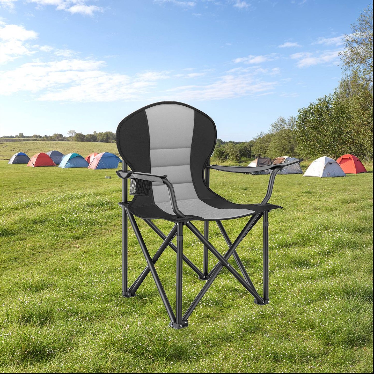 Camping Chair, Folding Outdoor Chair with Padded Seat, Cup Holder - image 7