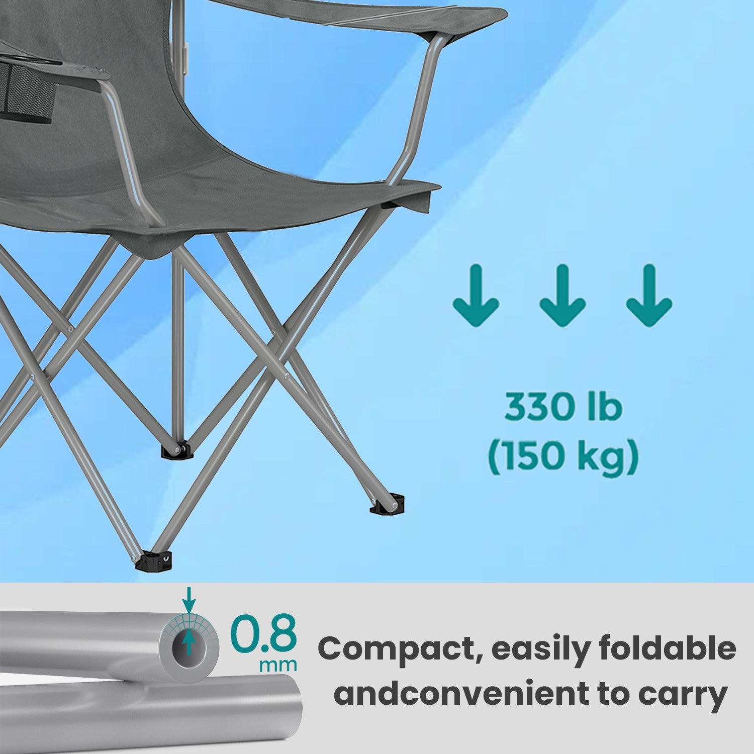 Set of 2 Folding Camping Chairs, Heavy-Duty Outdoor Chairs, with Cup Holder - image 3
