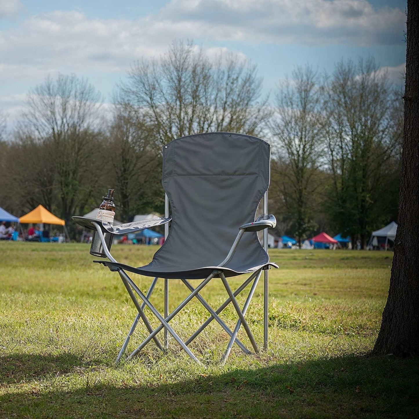 Set of 2 Folding Camping Chairs, Heavy-Duty Outdoor Chairs, with Cup Holder - image 1