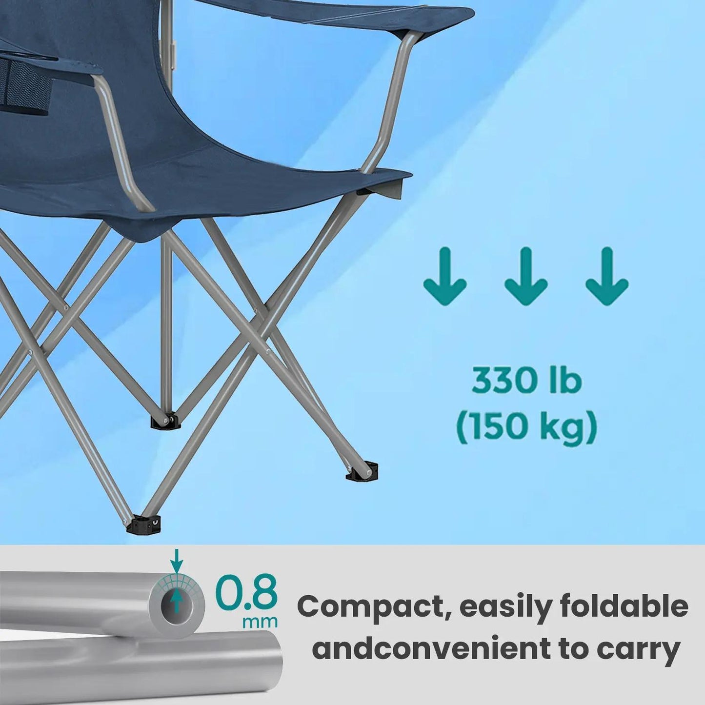 Set of 2 Folding Camping Chairs, Heavy-Duty Outdoor Chairs, with Cup Holder - image 11
