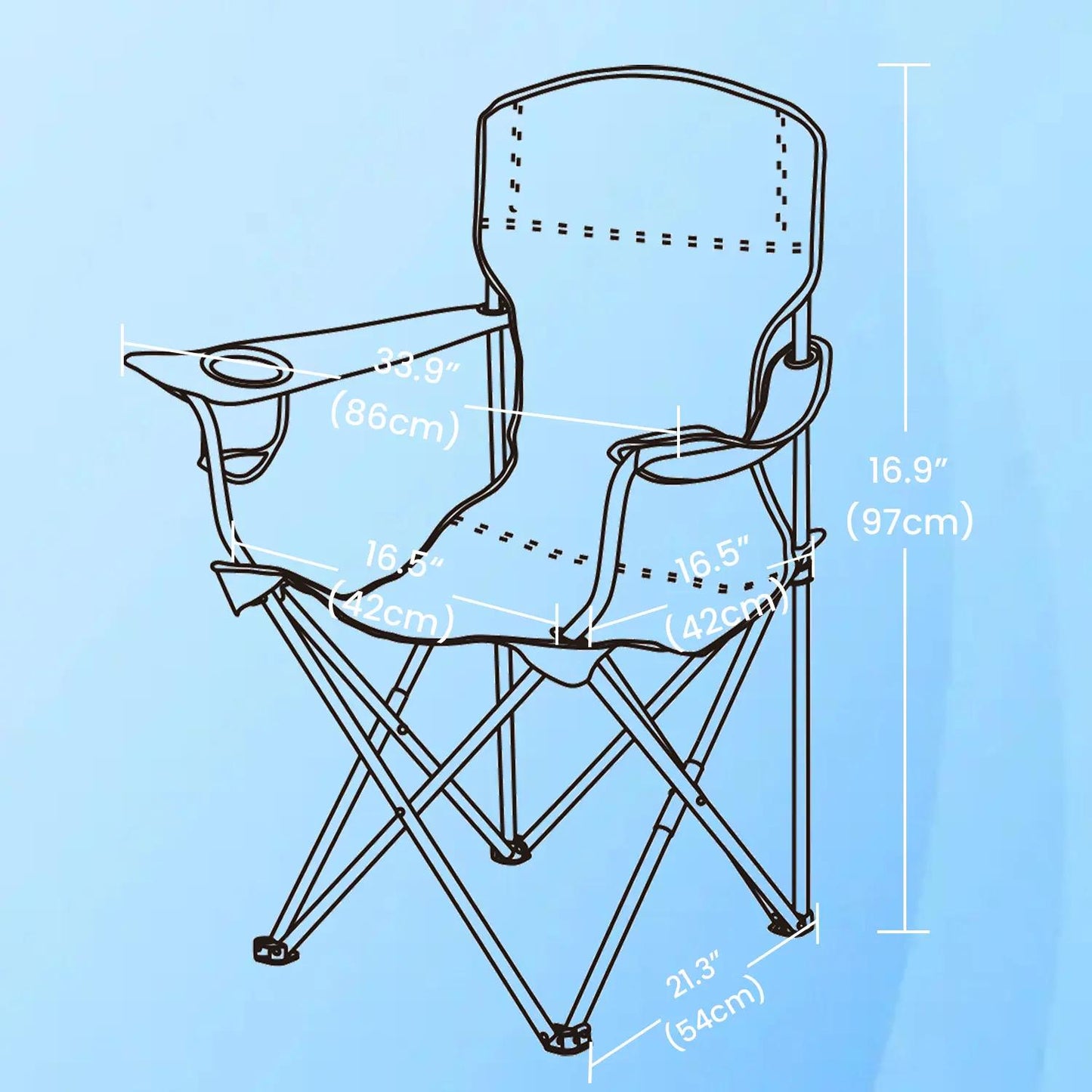 Set of 2 Folding Camping Chairs, Heavy-Duty Outdoor Chairs, with Cup Holder - image 12
