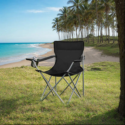 Set of 2 Camping Chairs, Outdoor Folding Chairs with Armrests, 120 kg Capacity - image 1
