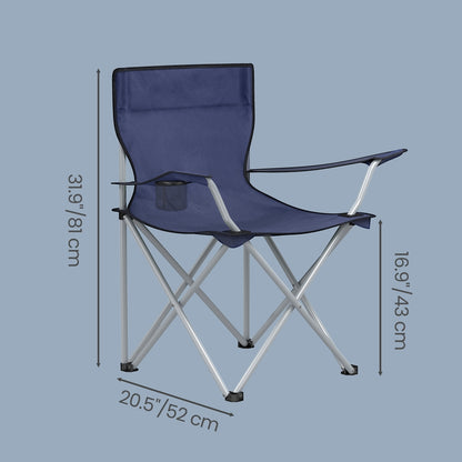Set of 2 Camping Chairs, Outdoor Folding Chairs with Armrests, 120 kg Capacity - image 7