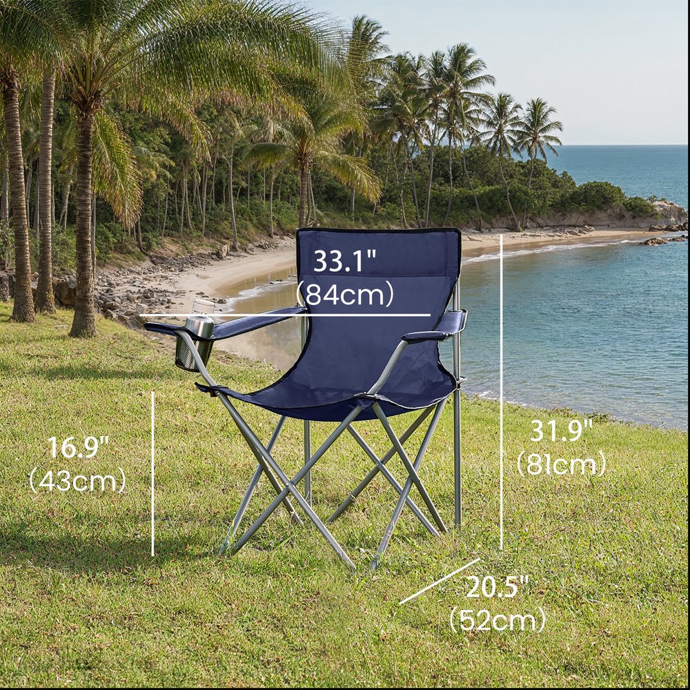 Set of 2 Camping Chairs, Outdoor Folding Chairs with Armrests, 120 kg Capacity - image 8