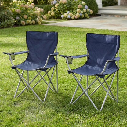 Set of 2 Camping Chairs, Outdoor Folding Chairs with Armrests, 120 kg Capacity - image 12