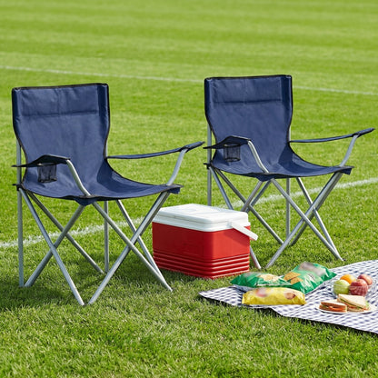 Set of 2 Camping Chairs, Outdoor Folding Chairs with Armrests, 120 kg Capacity - image 13