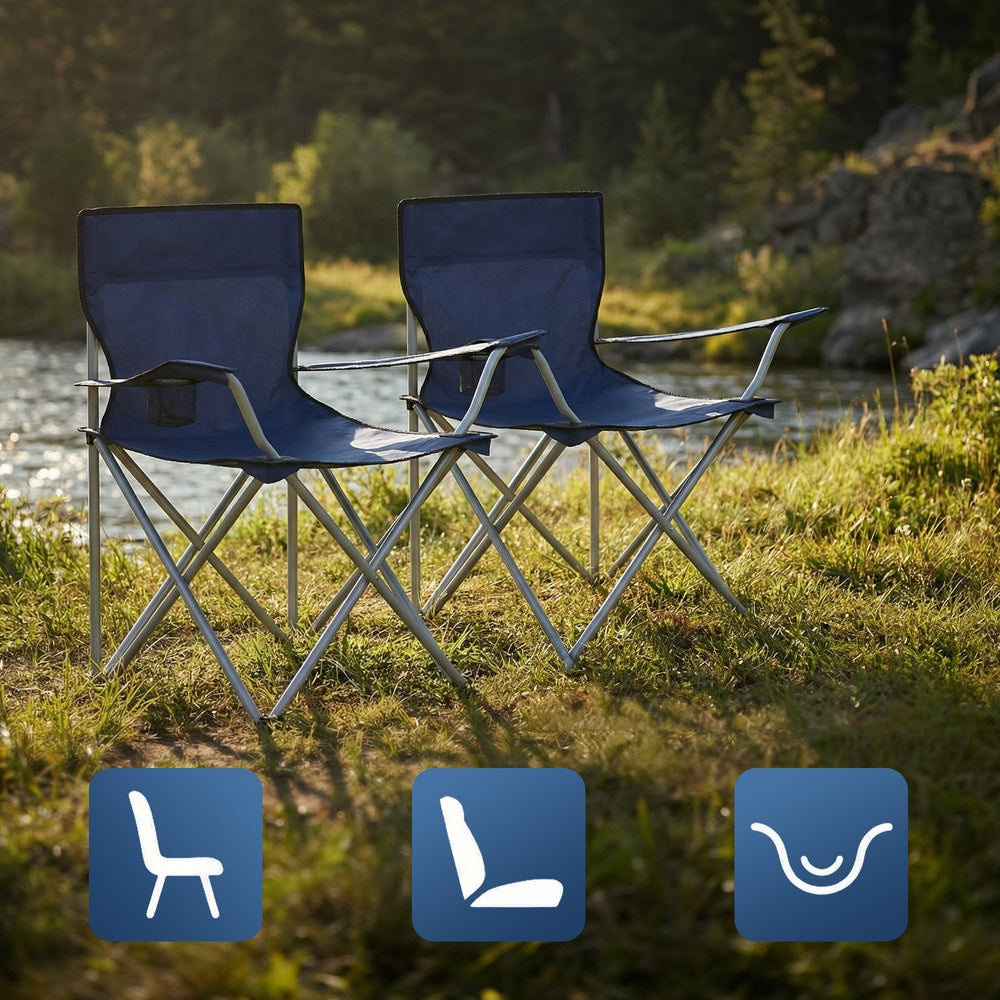 Set of 2 Camping Chairs, Outdoor Folding Chairs with Armrests, 120 kg Capacity - image 14