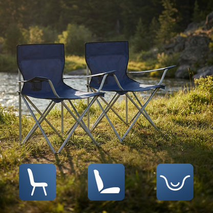 Set of 2 Camping Chairs, Outdoor Folding Chairs with Armrests, 120 kg Capacity - image 14