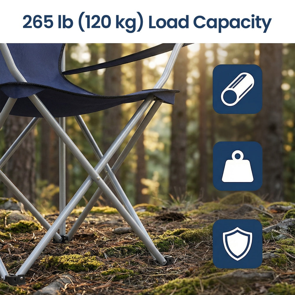 Set of 2 Camping Chairs, Outdoor Folding Chairs with Armrests, 120 kg Capacity - image 16