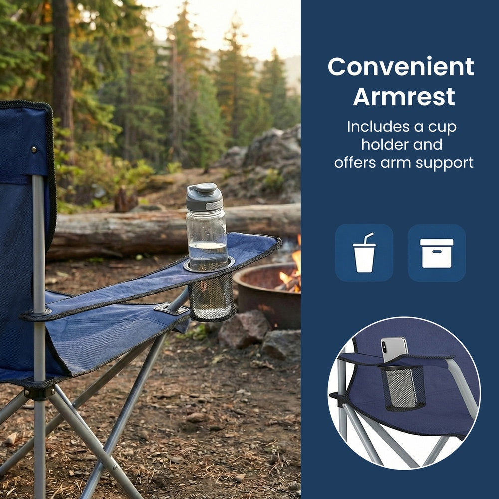 Set of 2 Camping Chairs, Outdoor Folding Chairs with Armrests, 120 kg Capacity - image 17