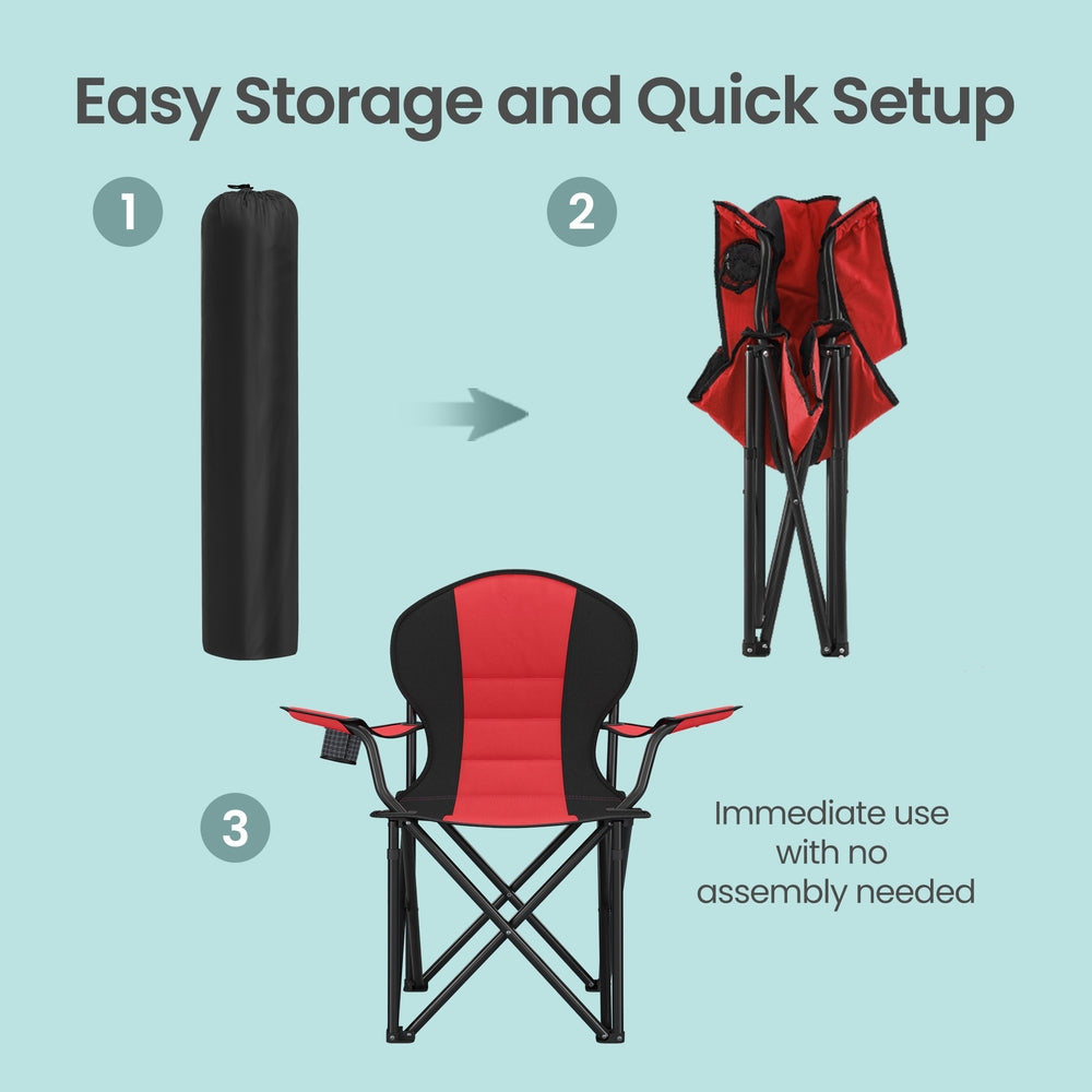 Camping Chair, Folding Outdoor Chair with Padded Seat, Cup Holder - image 28