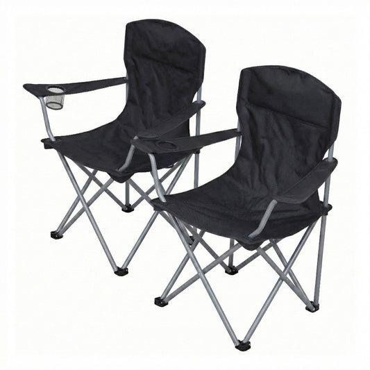Set of 2 Folding Camping Chairs, Heavy-Duty Outdoor Chairs, with Cup Holder - image 1
