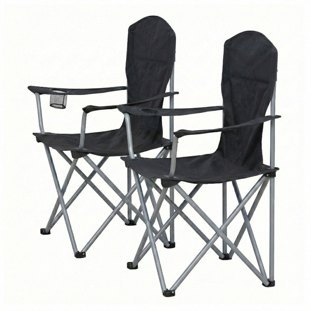 Set of 2 Folding Camping Chairs, Heavy-Duty Outdoor Chairs, with Cup Holder - image 5