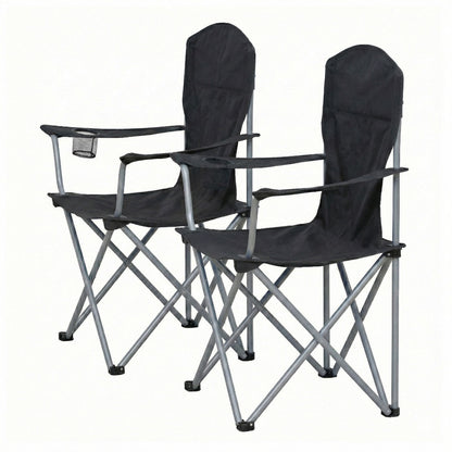 Set of 2 Folding Camping Chairs, Heavy-Duty Outdoor Chairs, with Cup Holder - image 5
