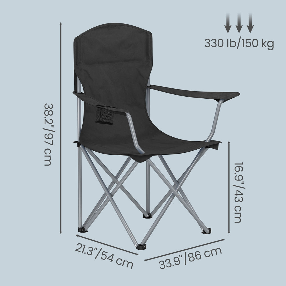 Set of 2 Folding Camping Chairs, Heavy-Duty Outdoor Chairs, with Cup Holder - image 6